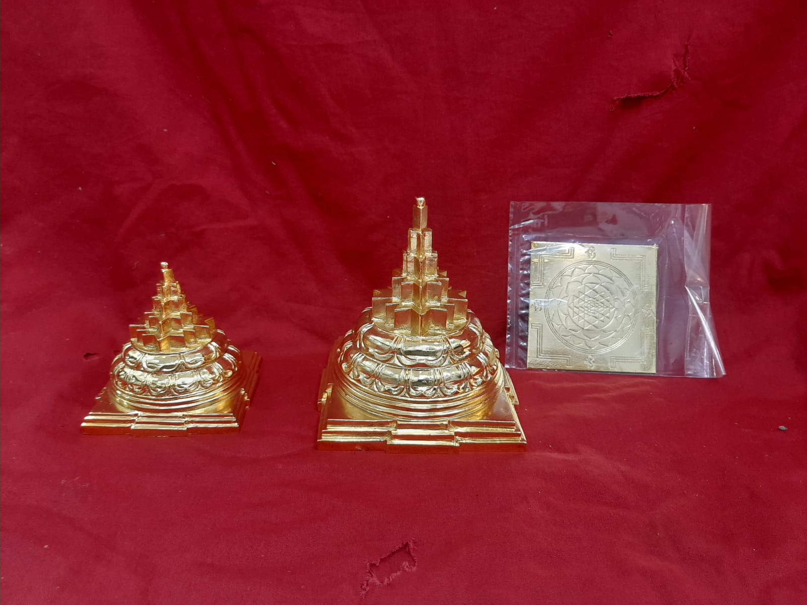 Gold Plated Meru Yantra with Sri Chakra